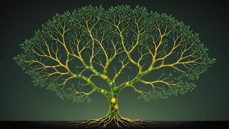 Abstract phylogenetic tree visualization showing protein family distribution across organisms